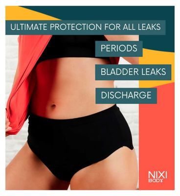 NIXI Body Susie Black 14 VPL-Free Hip Hugger Leakproof Knickers