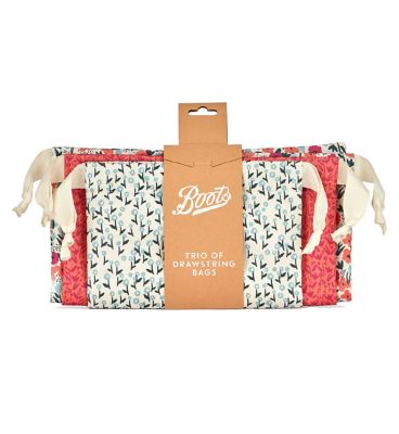 Boots trio of drawstring bags wildflower