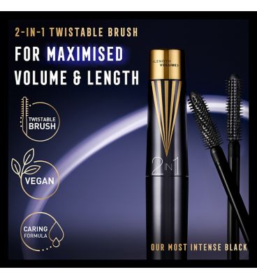 Max Factor Masterpiece 2 in 1 Lash WOW Volume & Length Mascara, Midnight Black