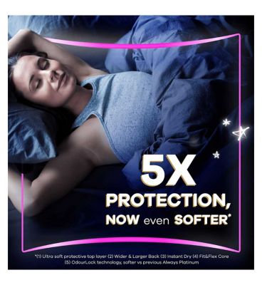 Always Platinum Secure Night Extra (Size 5) Sanitary Towels With Wings 12 Pads