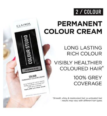Clairol Colour Studio Step 2 Permanent Colour Cream 2/0 Midnight Black 50ml