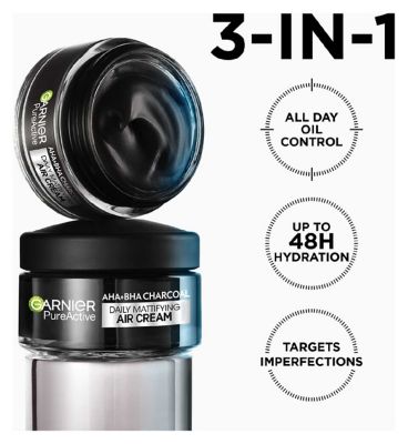 Garnier Pure Active AHA+BHA Charcoal Daily Mattifying Air Cream 50ml