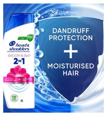 Head & Shoulders Smooth & Silky 2in1 Anti Dandruff Shampoo 330ml. Fresh Clean Feeling