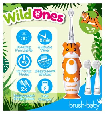 brush-baby WildOnes Tiger Rechargeable Toothbrush & WildOnes Applemint Toothpaste
