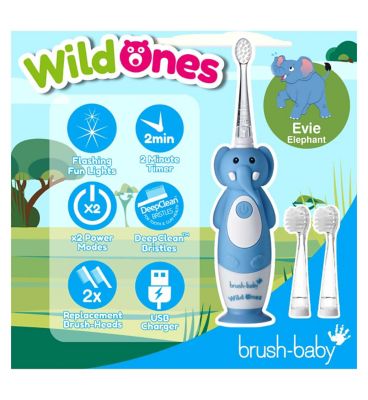 brush-baby WildOnes Elephant Rechargeable Toothbrush & WildOnes Applemint Toothpaste