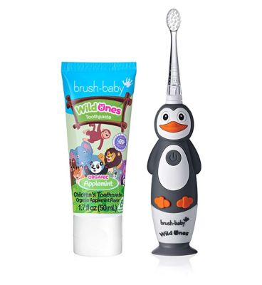 brush-baby WildOnes Penguin Rechargeable Toothbrush & WildOnes Applemint Toothpaste