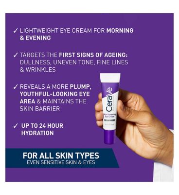 CeraVe Skin Renewing Eye Cream with Peptide Complex & Caffeine for Brighter, Smoother Eyes 15ml