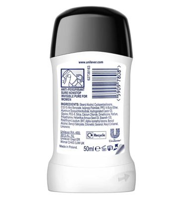 Sure Women Invisible Pure Nonstop Protection Antiperspirant Deodorant Stick 50ml