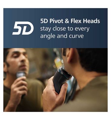 Philips Wet & Dry Electric Shaver Series 3000 with 5D Flex & Pivot heads, Travel Pouch and Pop-up trimmer– S3244/12