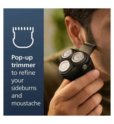 Philips Wet & Dry Electric Shaver Series 3000 with 5D Flex & Pivot heads, Travel Pouch and Pop-up trimmer– S3244/12