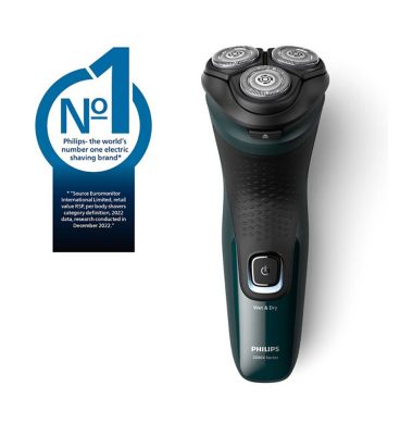Philips Wet & Dry Electric Shaver Series 3000X with 27 PowerCut Blades, 4D Flex Heads and Pop-up Trimmer –  X3002/00