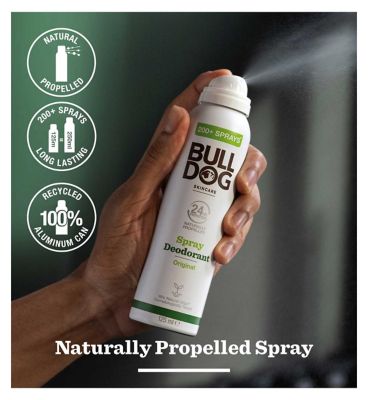 Bulldog Skincare Original Spray Deodorant - 24 Hour Protection, Fresh Scent 125ml