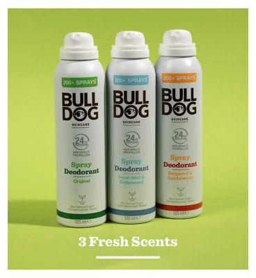 Bulldog Skincare Original Spray Deodorant - 24 Hour Protection, Fresh Scent 125ml