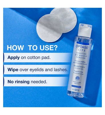 Optase Life Sensitive Eye Makeup Remover - Gentle Ionized Cleanser, A Step Up from Micellar Water - Preservative Free - 100ml