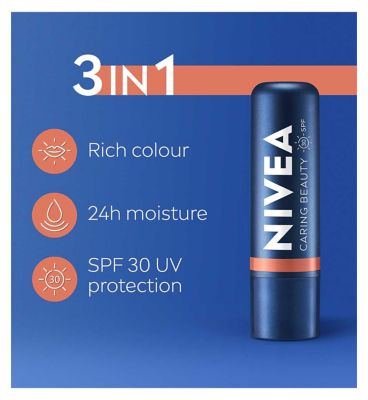 NIVEA 3in1 Caring Beauty Lip & Cheek Balm Nude, 4.8g