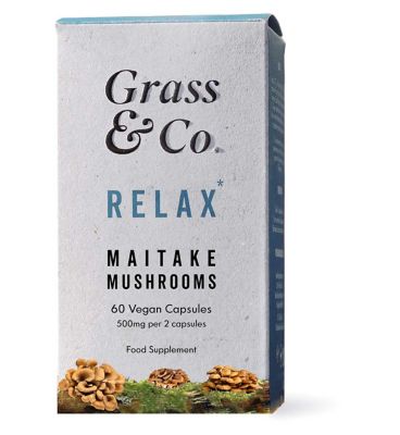Grass & Co. RELAX Maitake Mushrooms with Ashwagandha + Magnesium, 60 Vegan Capsules