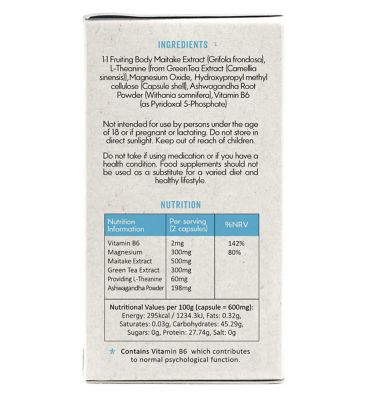 Grass & Co. RELAX Maitake Mushrooms with Ashwagandha + Magnesium, 60 Vegan Capsules