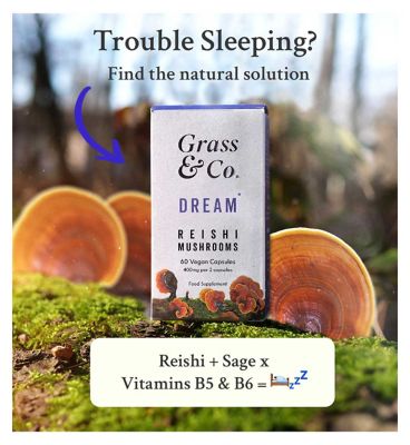 Grass & Co. DREAM Reishi Mushrooms with Magnesium + Sage, 60 Vegan Capsules