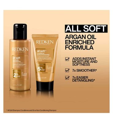 REDKEN All Soft Shampoo 75ml, Conditioner 50ml and One United Hair Treatment 150ml Discovery Set