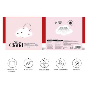 Silver Cloud Heart Print Satin Gift Set