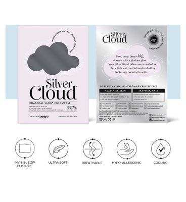 Silver Cloud Charcoal Satin Pillowcase Twinpack