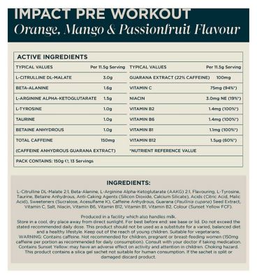 Myprotein Impact Preworkout Orange, Mango & Passionfruit 150g&nbsp;