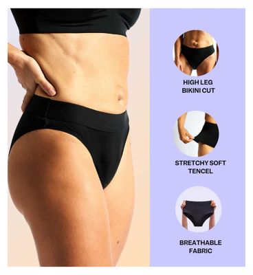 Jude Washable Absorbent Pants Bikini Cut Black