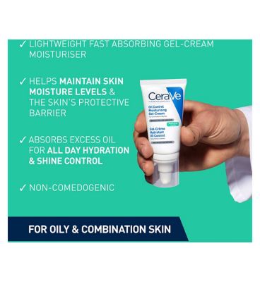 CeraVe Oil Control Moisturising Gel-Cream With Oil Absorbing Technology & Ceramides For Combination and Oily Skin 52ml
