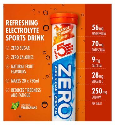 HIGH5 ZERO Orange & Cherry Electrolyte Hydration Tabs 20 tabs