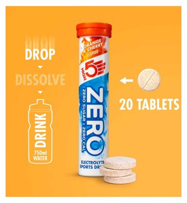 HIGH5 ZERO Orange & Cherry Electrolyte Hydration Tabs 20 tabs