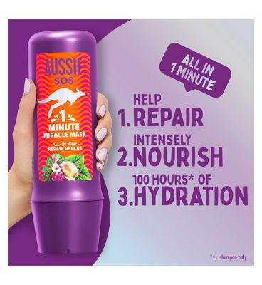 Aussie SOS 1 Minute Miracle Repair Hair Mask 250ml<br/>