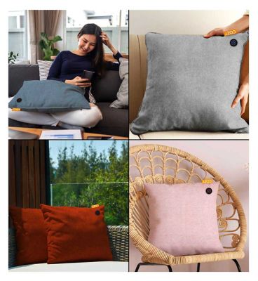 COZY UNA Wireless Heated Cushion 45 by 45cm Royal Blue