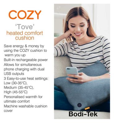 COZY TOVE Wireless Heated Cushion 60 by 45cm Scandi Grey