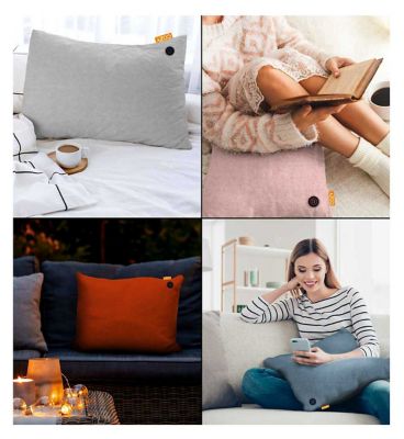 COZY TOVE Wireless Heated Cushion 60 by 45cm - Onyx