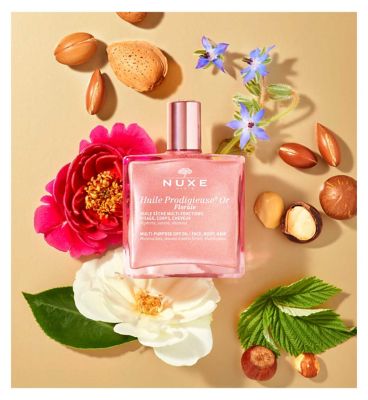 NUXE Huile Prodigieuse® Floral Gold Shimmer Multi-Purpose Dry Oil for Face, Body and Hair 50ml