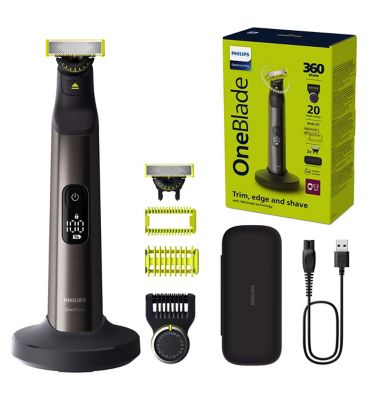 Philips OneBlade Pro 360 for Face & Body with 20-in-1 Adjustable Comb, Charging Stand, Travel Case & Extra 360 Blade - QP6652/61