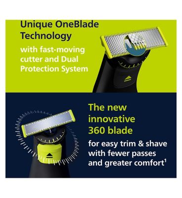 Philips OneBlade Pro 360 for Face & Body with 20-in-1 Adjustable Comb, Charging Stand, Travel Case & Extra 360 Blade - QP6652/61