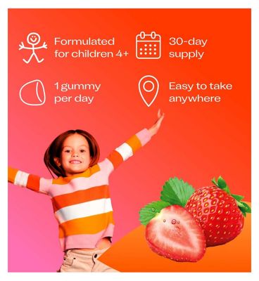 Bio-Kult 3-in-1 Biotic Blend Multivitamin Gummies for Kids, Strawberry Flavoured 30 Gummies