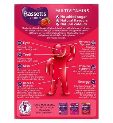 Bassetts Multivitamins Strawberry Flavour 3-6 Years 60 Pack