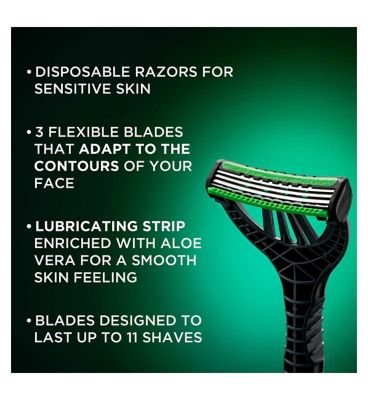 Wilkinson Sword Xtreme 3 Sensitive Men's Disposable Razors x 4, Men's Razor for Sensitive Skin