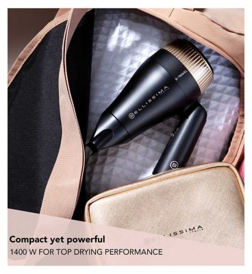 Bellissima Italia Foldable Hair Dryer with Beauty Bag and Nozzle