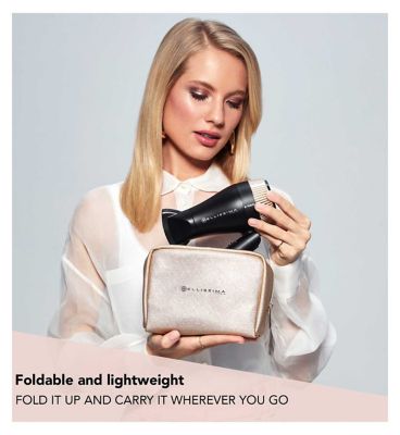 Bellissima Italia Foldable Hair Dryer with Beauty Bag and Nozzle