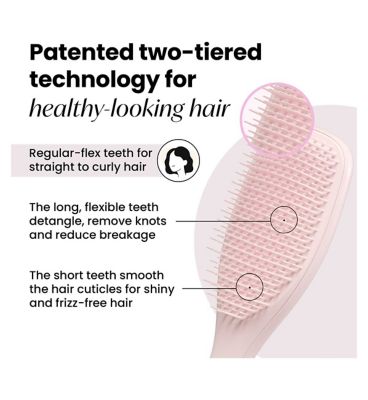 Tangle Teezer The Ultimate Detangler Plant Marshmallow Pink Straight to Curly