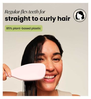 Tangle Teezer The Ultimate Detangler Plant Marshmallow Pink Straight to Curly