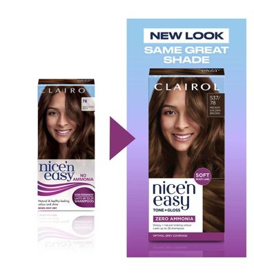 Clairol Nice n Easy Tone+Gloss Semi Permanent Hair Dye Medium Golden Brown 537/78