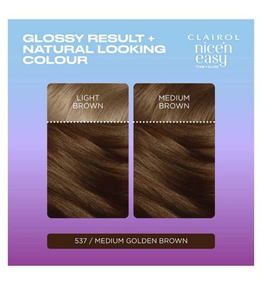 Clairol Nice n Easy Tone+Gloss Semi Permanent Hair Dye Medium Golden Brown 537/78