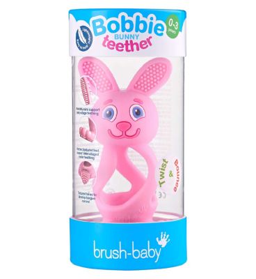 Bobbie Bunny Baby Teether Toy Rose Pink | Twist & Bounce Teething Toy