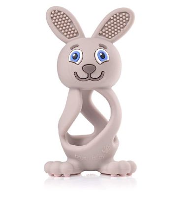 Bobbie Bunny Baby Teether Toy Cappuccino Grey | Twist & Bounce Teething Toy