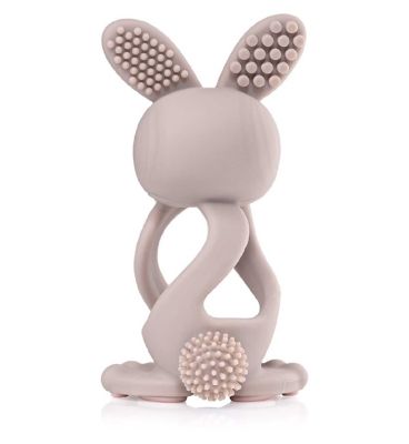 Bobbie Bunny Baby Teether Toy Cappuccino Grey | Twist & Bounce Teething Toy