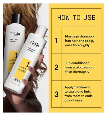 Nioxin Scalp + Hair Thickening System 1 for Natural Hair with Light Thinning, Trial Kit